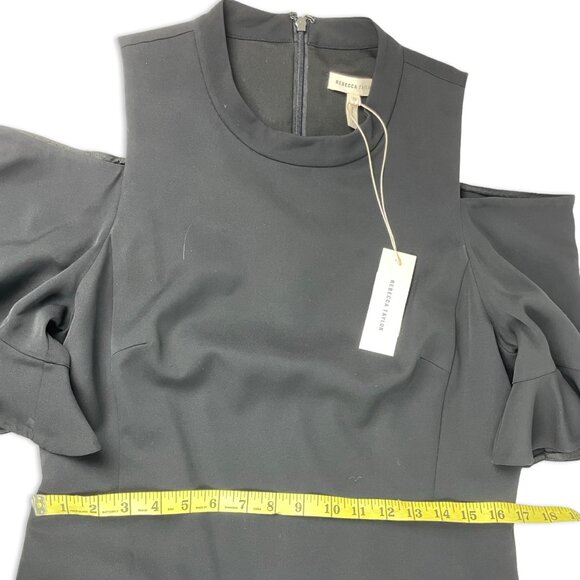 Rebecca Taylor NWT Black Ruffle Cold-Shoulder Dress | Holiday Event | Size 12 - Picture 13 of 14